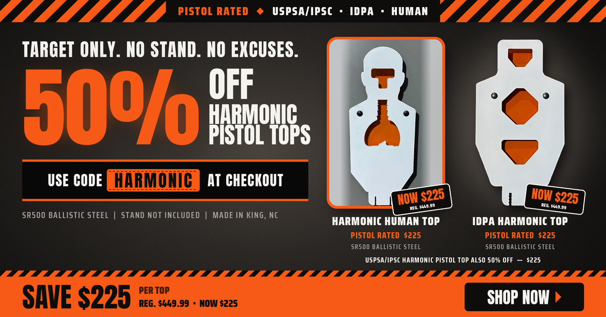 50% off Harmonic Pistol Tops — use code HARMONIC at checkout